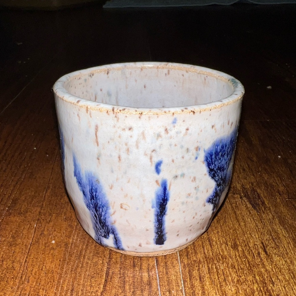 Studio Pottery Artistic Blue and White Ceramic Vase/ Trinket Dish Vintage - Picture 5 of 8